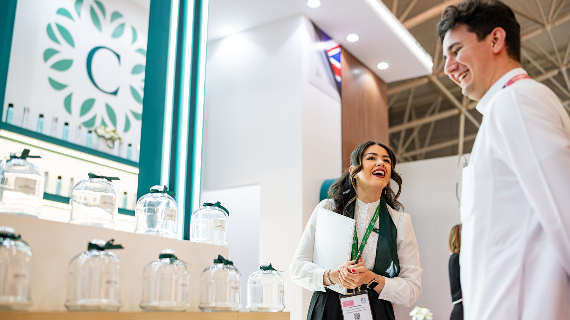 Beautyworld Riyadh - Product display while visitor interacts with exhibitor